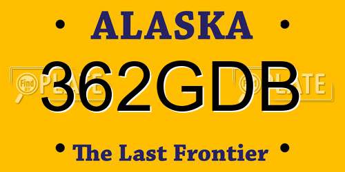 362GDB Alaska License Plate