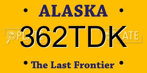 362TDK Alaska License Plate