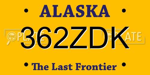 362ZDK Alaska License Plate