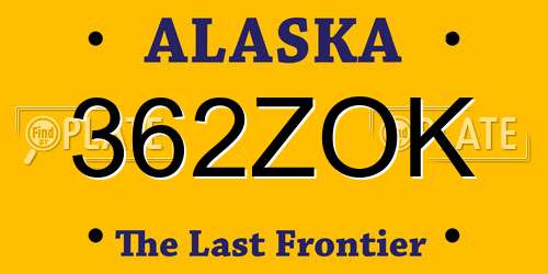 362ZOK Alaska License Plate
