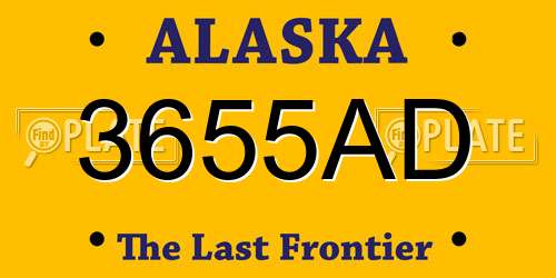 3655AD Alaska License Plate