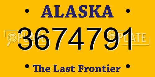 3674791 Alaska License Plate