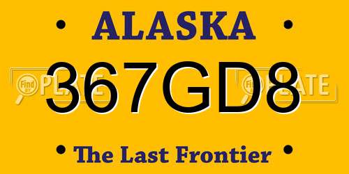 367GD8 Alaska License Plate