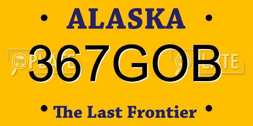 367GOB Alaska License Plate