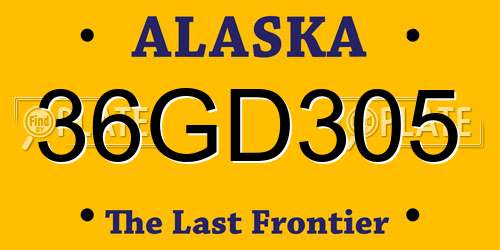 36GD305 Alaska License Plate