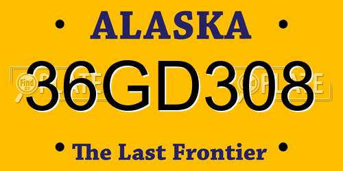 36GD308 Alaska License Plate