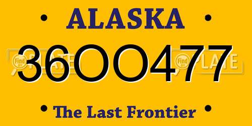 36OO477 Alaska License Plate