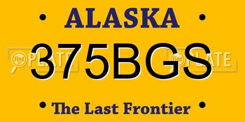 375BGS Alaska License Plate