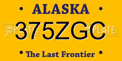 375ZGC Alaska License Plate