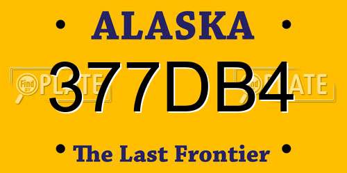 377DB4 Alaska License Plate