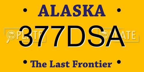 377DSA Alaska License Plate