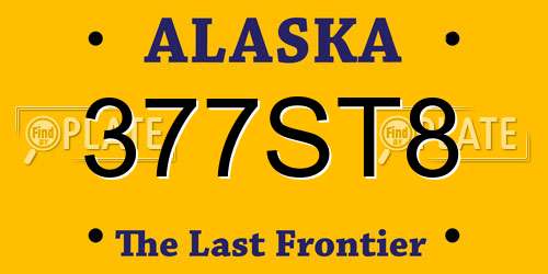 377ST8 Alaska License Plate