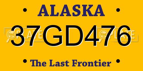 37GD476 Alaska License Plate