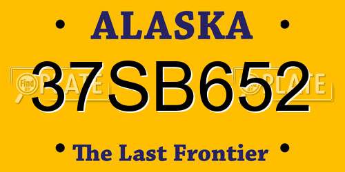 37SB652 Alaska License Plate