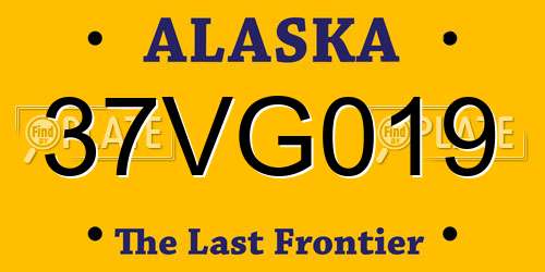 37VG019 Alaska License Plate
