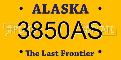 3850AS Alaska License Plate