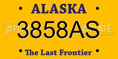 3858AS Alaska License Plate