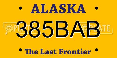 385BAB Alaska License Plate