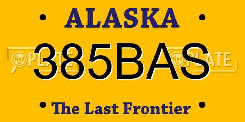 385BAS Alaska License Plate