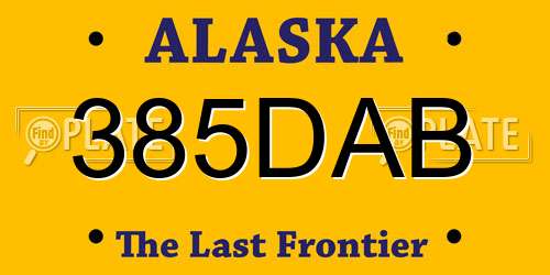 385DAB Alaska License Plate