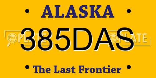 385DAS Alaska License Plate