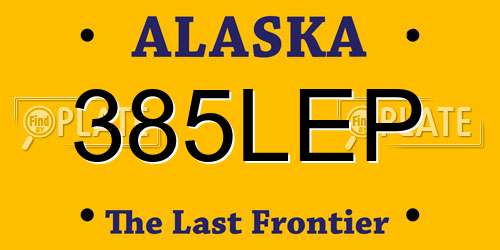 385LEP Alaska License Plate