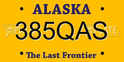385QAS Alaska License Plate