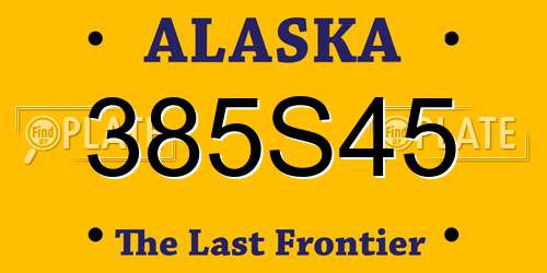 385S45 Alaska License Plate