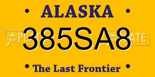 385SA8 Alaska License Plate