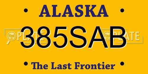 385SAB Alaska License Plate