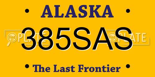 385SAS Alaska License Plate