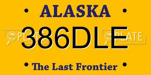 386DLE Alaska License Plate