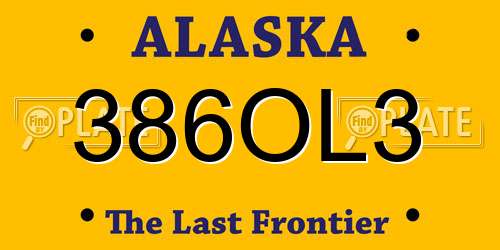 386OL3 Alaska License Plate