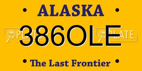 386OLE Alaska License Plate