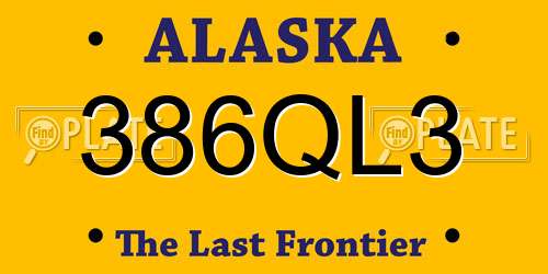 386QL3 Alaska License Plate