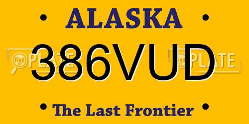 386VUD Alaska License Plate