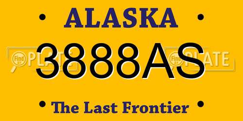 3888AS Alaska License Plate