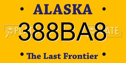 388BA8 Alaska License Plate