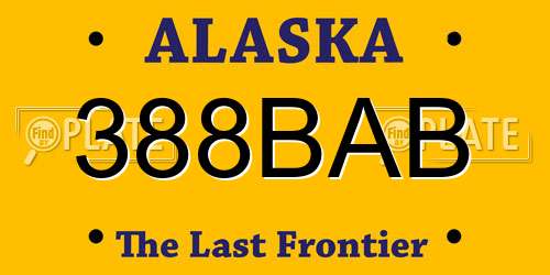 388BAB Alaska License Plate