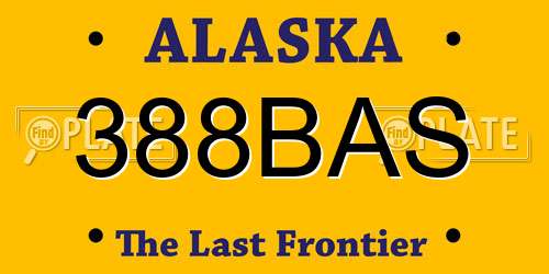 388BAS Alaska License Plate