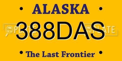 388DAS Alaska License Plate