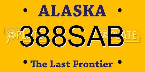 388SAB Alaska License Plate