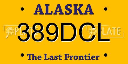 389DCL Alaska License Plate
