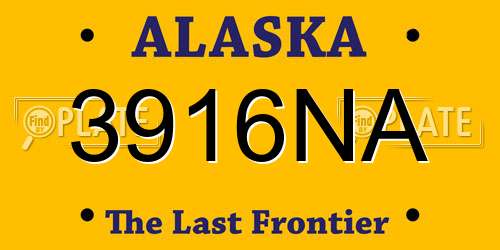 3916NA Alaska License Plate
