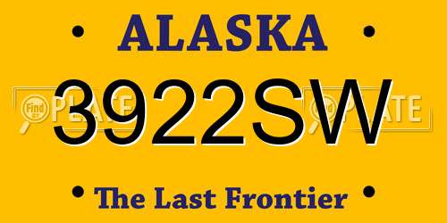 3922SW Alaska License Plate