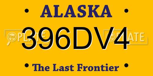 396DV4 Alaska License Plate