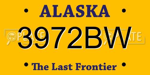 3972BW Alaska License Plate