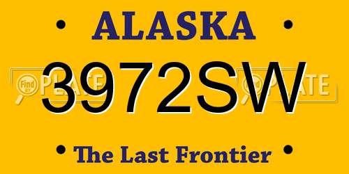 3972SW Alaska License Plate