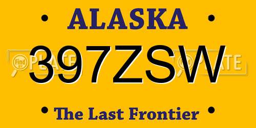 397ZSW Alaska License Plate