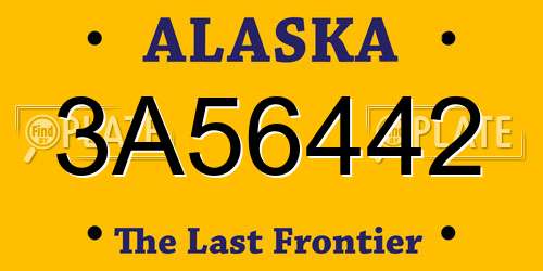 3A56442 Alaska License Plate
